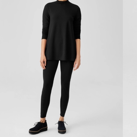 Eileen Fisher Knit Legging Black Sustainable Stretch Comfy Elevated Basic Eco XS - Picture 1 of 4
